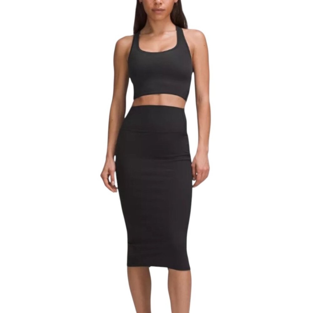 LULULEMON NULU SLIM FIT HIGH RISE BLACK BODYCON SKIRT CLEAN GIRL MODERN NWT 4
